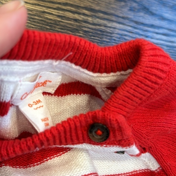 Cat & Jack red and white stripe sweater romper knit Valentine’s Day Valentine - Picture 4 of 5